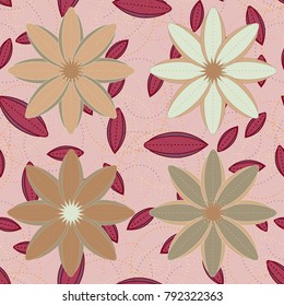 New color seamless pattern with many flower.
