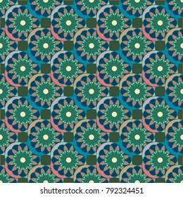 New color seamless pattern with many flower.