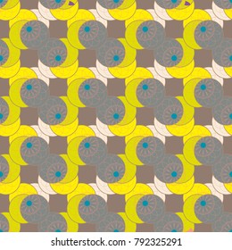 New color seamless pattern with many flower.