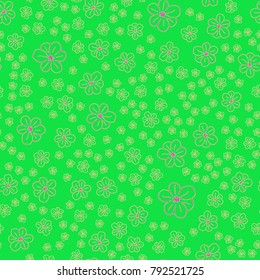 New color seamless pattern with many flower.