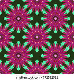 New color seamless pattern with many flower.