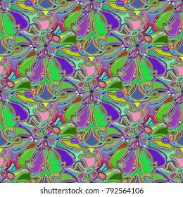 New color seamless pattern with many flowers.