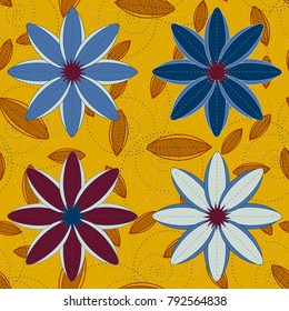 New color seamless pattern with many flower.