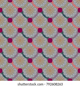 New color seamless pattern with many flower.
