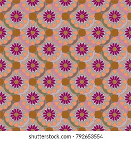 New color seamless pattern with many flower.