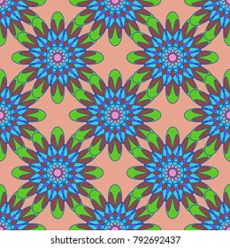 New color seamless pattern with many flower.