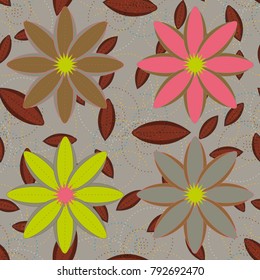 New color seamless pattern with many flower.