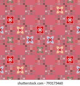 New color seamless pattern with many flower.