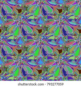 New color seamless pattern with many flower.