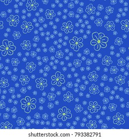 New color seamless pattern with many flower.
