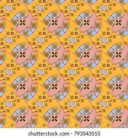 New color seamless pattern with many flower.