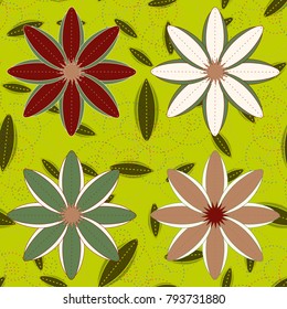 New color seamless pattern with many flower.