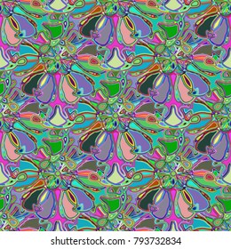 New color seamless pattern with many flower.