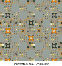 New color seamless pattern with many flower.