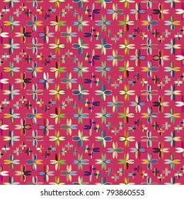 New color seamless pattern with many flower.