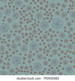 New color seamless pattern with many flower.