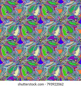 New color seamless pattern with many flower.