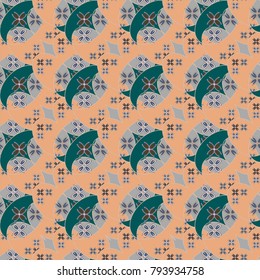 New color seamless pattern with many flower.
