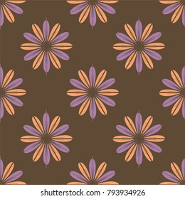 New color seamless pattern with many flower.