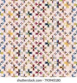 New color seamless pattern with many flower.