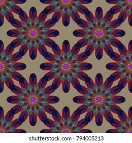 New color seamless pattern with many flower.