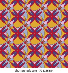 New color seamless pattern with many flower.
