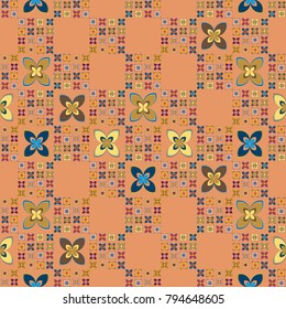 New color seamless pattern with many flower.