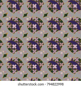New color seamless pattern with many flower.