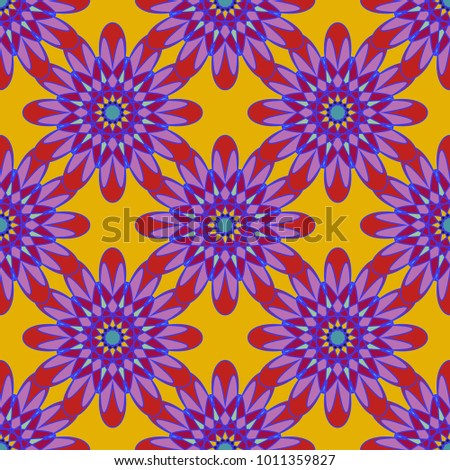 New color seamless pattern with many flower.