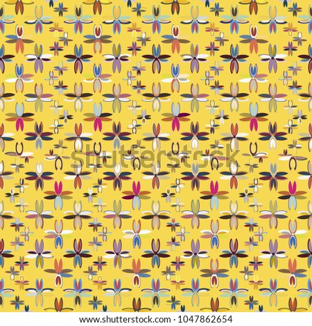 New color seamless pattern with many flower.