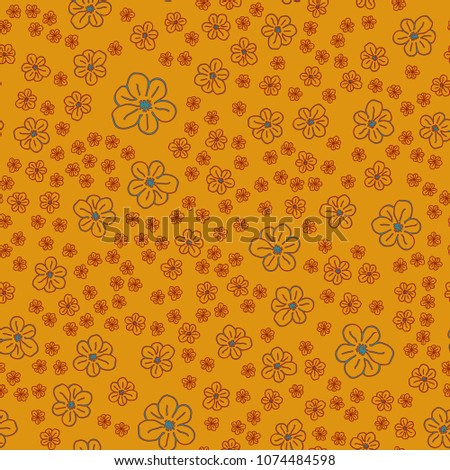 New color seamless pattern with many flower.