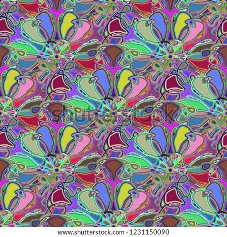 New color seamless pattern with many flower.