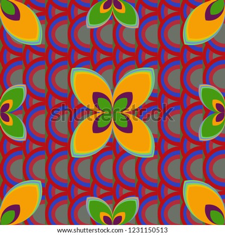 New color seamless pattern with many flower.
