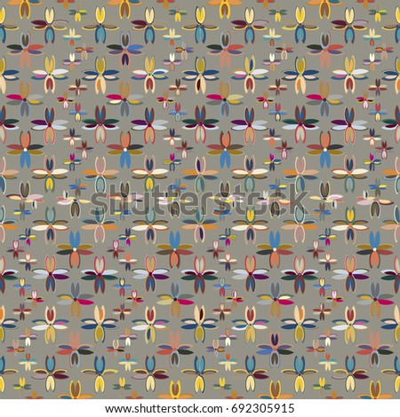 New color seamless pattern with many flower.