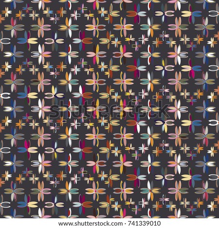 New color seamless pattern with many flower.