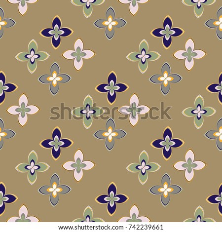 New color seamless pattern with many flower.