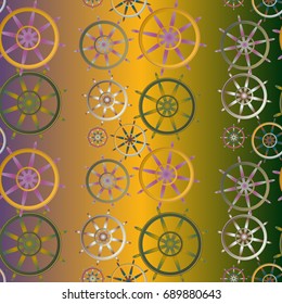 New color seamless pattern with sea steering wheel.