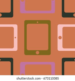 New color seamless pattern with tablet PC.