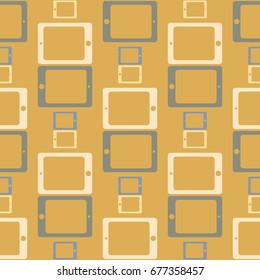 New color seamless pattern with tablet PC.
