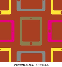 New color seamless pattern with tablet PC.