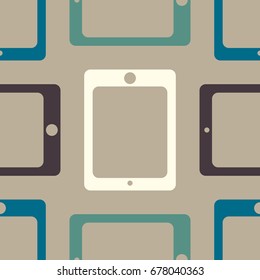 New color seamless pattern with tablet PC.