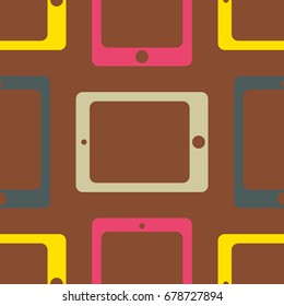 New color seamless pattern with tablet PC.