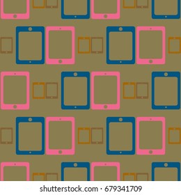 New color seamless pattern with tablet PC.