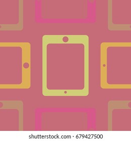 New color seamless pattern with tablet PC.