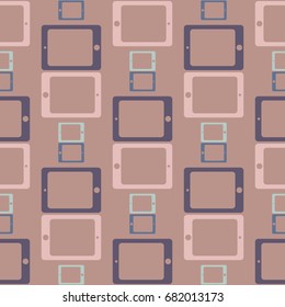 New color seamless pattern with tablet.