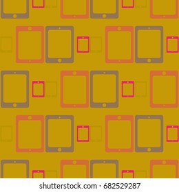 New color seamless pattern with tablet PC.