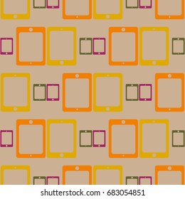 New color seamless pattern with tablet PC.