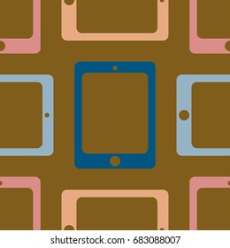 New color seamless pattern with tablet PC.