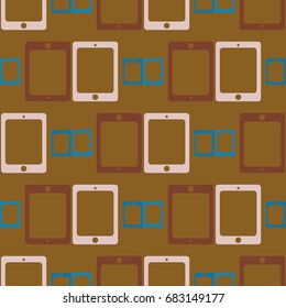 New color seamless pattern with tablet PC.