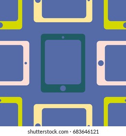 New color seamless pattern with tablet PC.